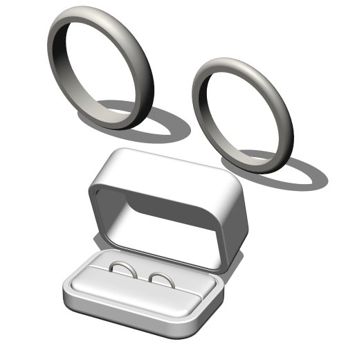 【3Dモデルデータ】リング1 : ケース付きペアリング（甲丸）【3D model, wedding ring and jewelry case】