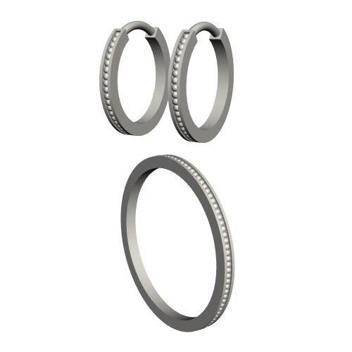 【3Dモデルデータ】ミル打ちリングとミル打ちのピアス【3DModel milgrainRing and pierced earrings】