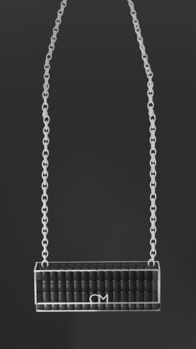 Black leather silver chain bag