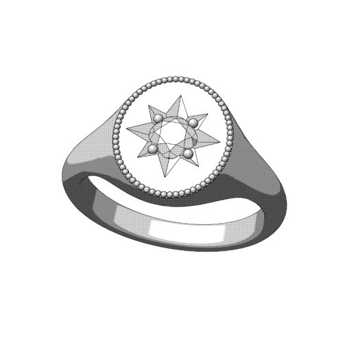 【3Dモデルデータ】シグネットリング【3D Model Signet Ring】