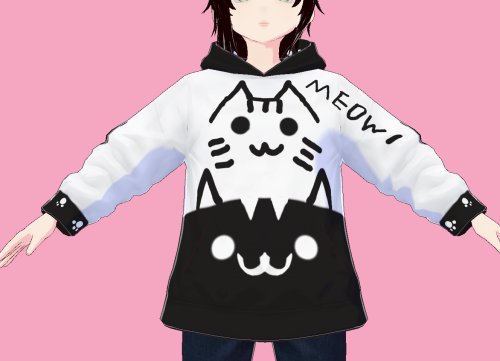 白と黒の猫のパーカー(vroid)